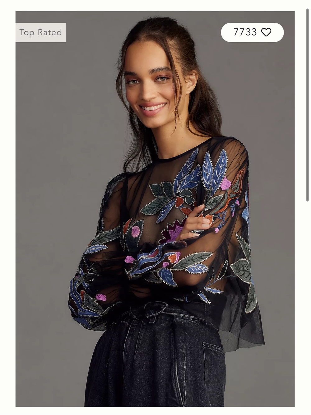Layla Appliqué Mesh Blouse